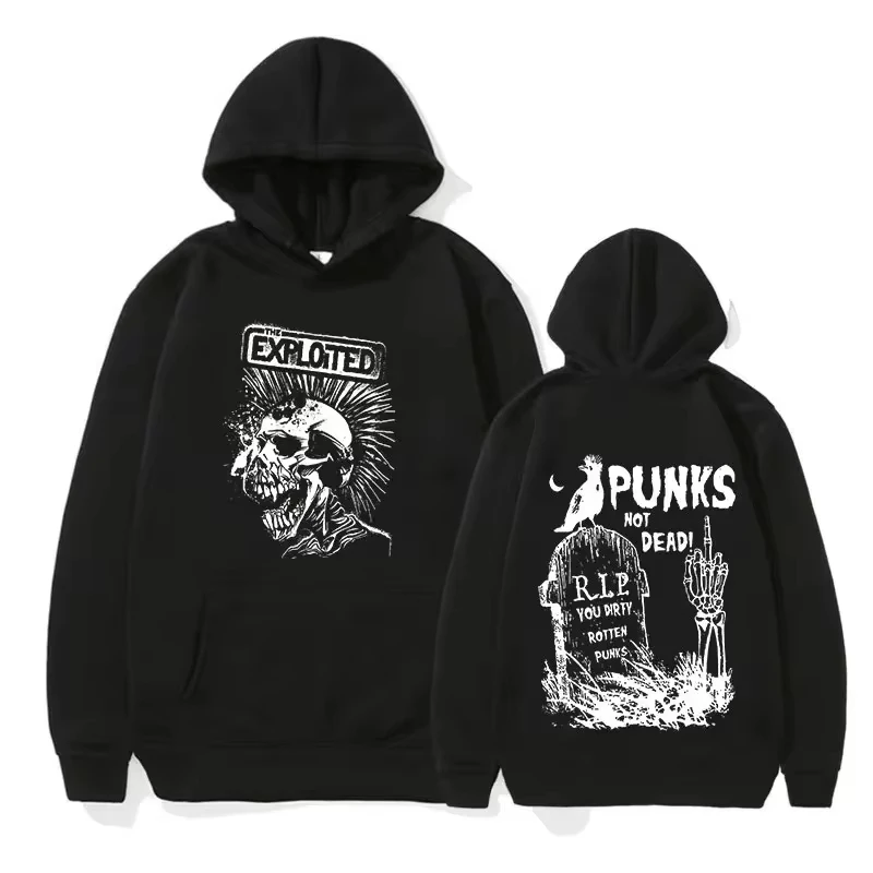 

Rock Band The Exploited Not Dead Pullover Hoodie Men's Fashion Hip Hop Sweatshirts Unisex Punk Retro Oversized Hoodies Streetwea