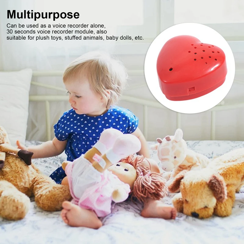 Heart Shaped Voice Recorder Recordable Sound Module Plush Toy Recorder Programmable 30 Seconds Sound Button Recording