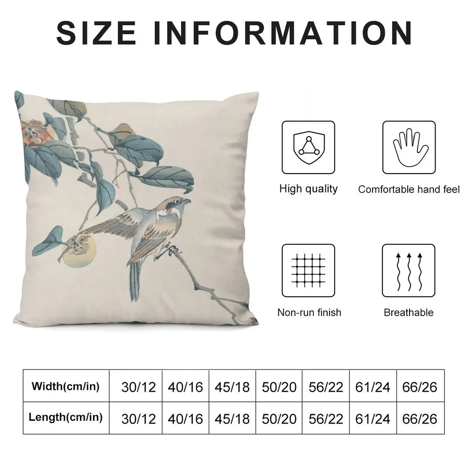 Bird on persimmon tree Throw Pillow Room decorating items Pillow Cases christmas cushions covers Christmas Pillow Cases