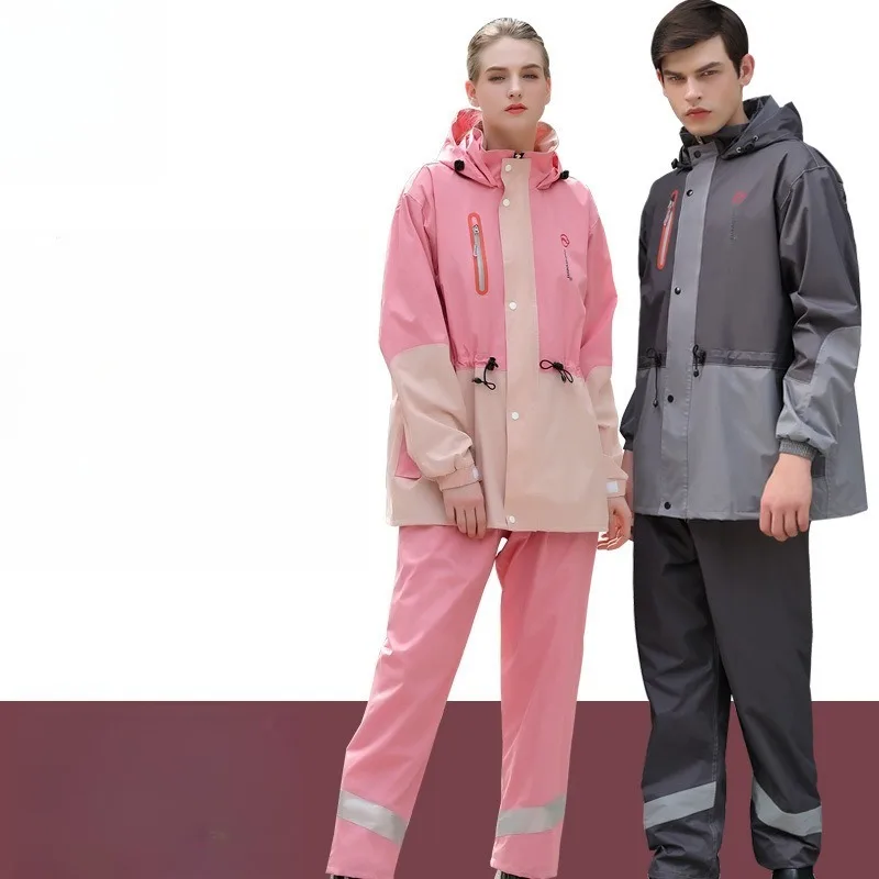 

Raincoat Rainproof Rider Reflective Raincoat Adult Men and Women Double-layer Riding Raincoat Rain Pants Set