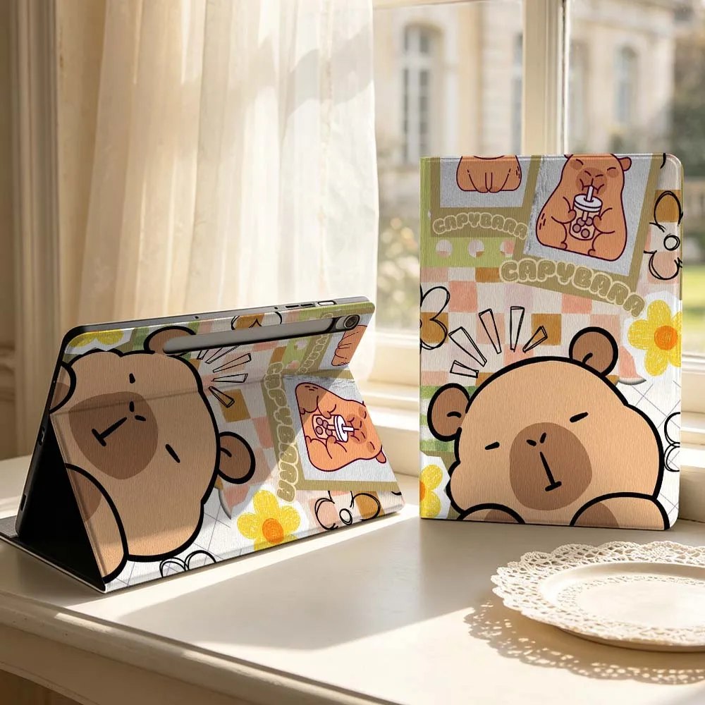 Trendy Cute Capybara Soft For Samsung Galaxy Tab S11 S10 S9 S8 S7 S6 A9 A8 A11 Lite FE Plus Pen Tray Tablet Case