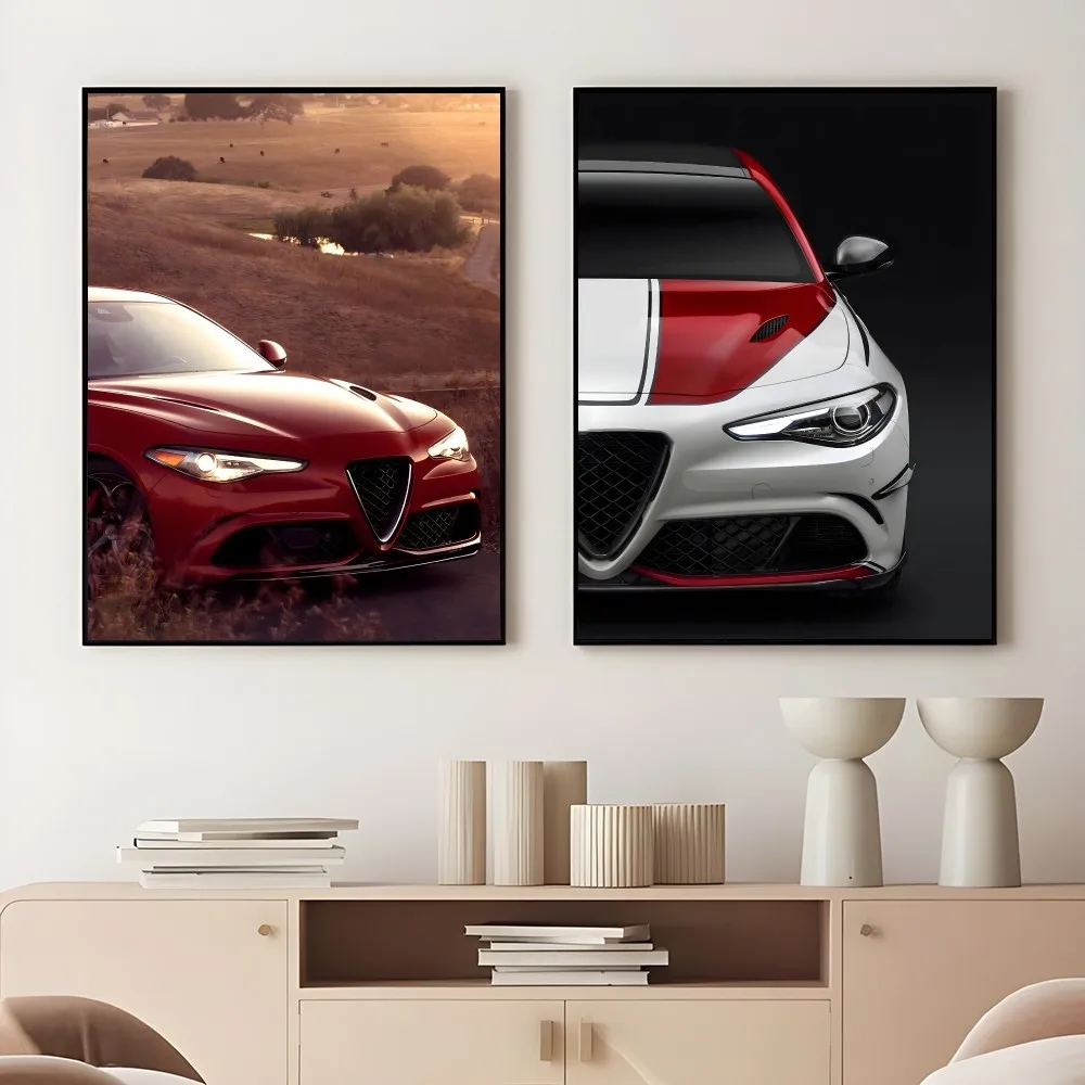 A-Alfa R-Romeo Cool Supercar Poster Sticky Wall Art Printing Waterproof Home Living Bed Room Bar Aesthetic Decor