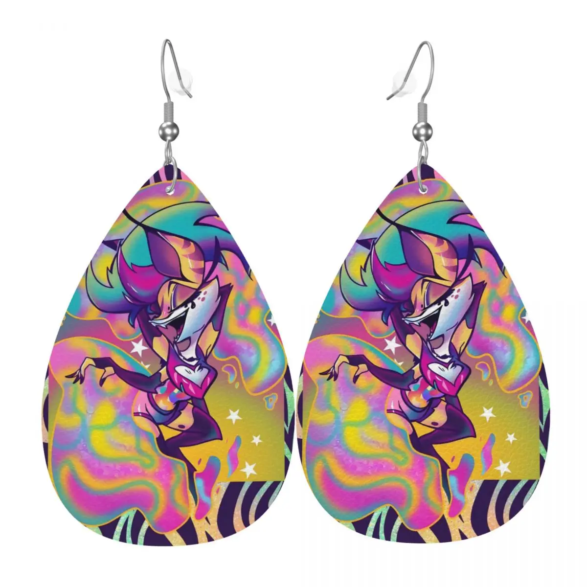 

Пользовательские Hazbins аниме отели висячие серьги кожаные серьги для женщин мода на День святого Валентина