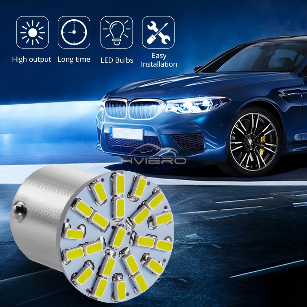 10pcs Car 1157 1156 22SMD License Plate Brake Turn Signal Lights LED Auto Parking Backup Wedge Tail Lamps Trunk Bulb Universal image 5