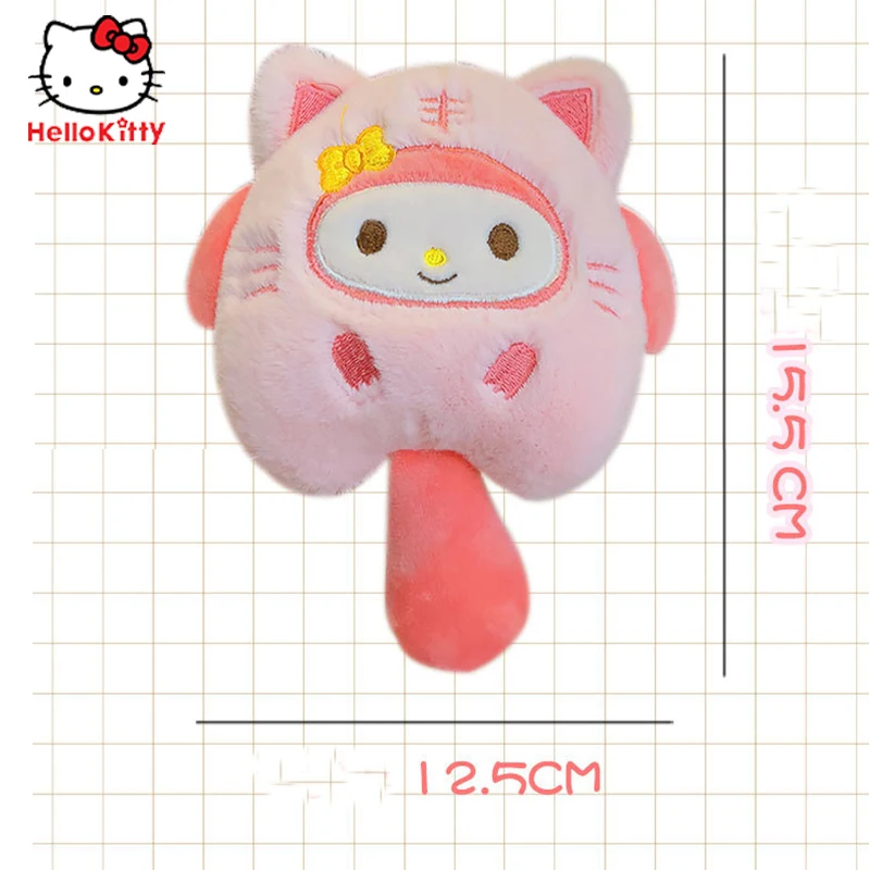 Sanrio Hello Kitty Plush Keychain Kuromi Melody Cinnamoroll Pochacco Cute Keyring Bag Decor Kids Backpack Decor Kawaii Girl Gift