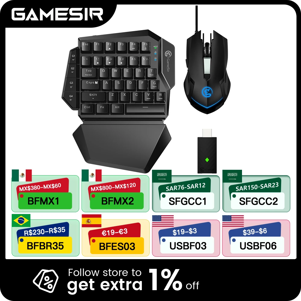 GameSir VX AimSwitch Gaming Keyboard Mouse and Adapter for Xbox Series X, Xbox Series S, PS4, PlayStation 4, Nintendo Switch