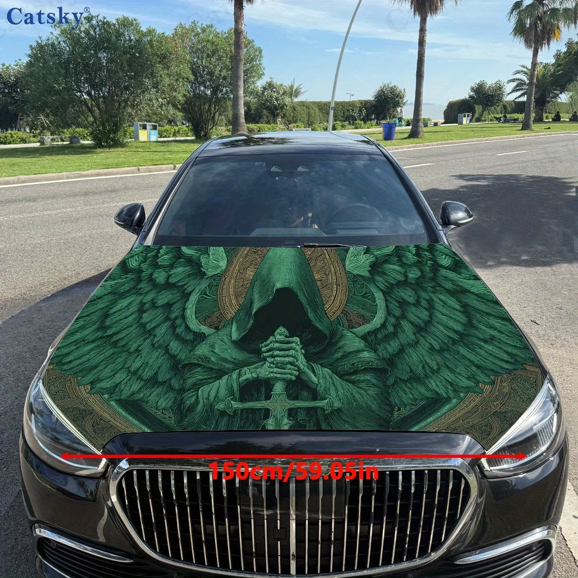 Eye catching Green Robe Death Reaper Car Hood Vinyl Wraps Sticker, Auto Decal, Waterproof Self-adhesive Vehicle Decal, Anti-scra