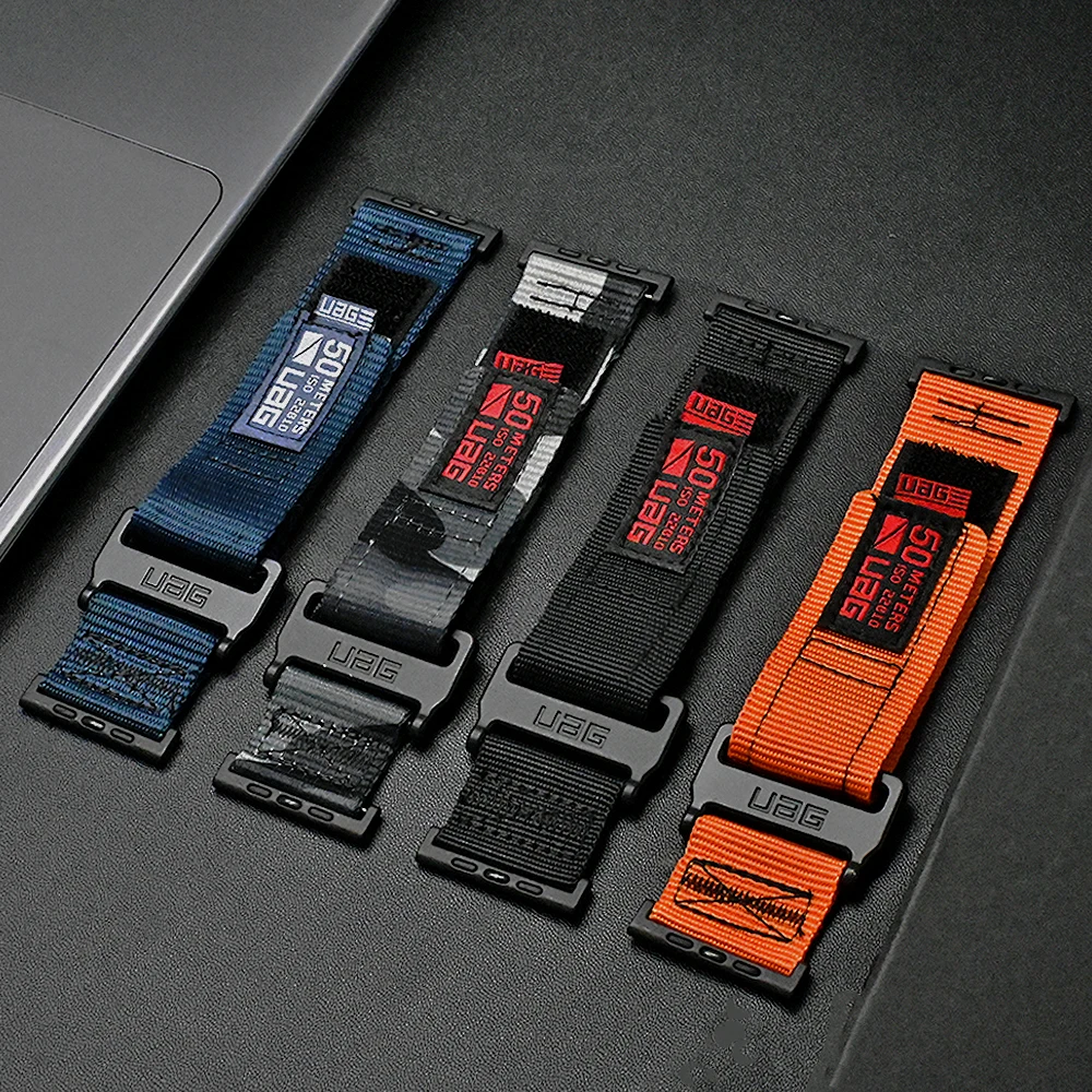 Nylon Loop Strap For Apple Watch Series 9 8 7 45mm 41mm Ultra 2 49mm Men Sport Band For iWatch Series 6 5 4 3 se 44mm 40mm 42mm