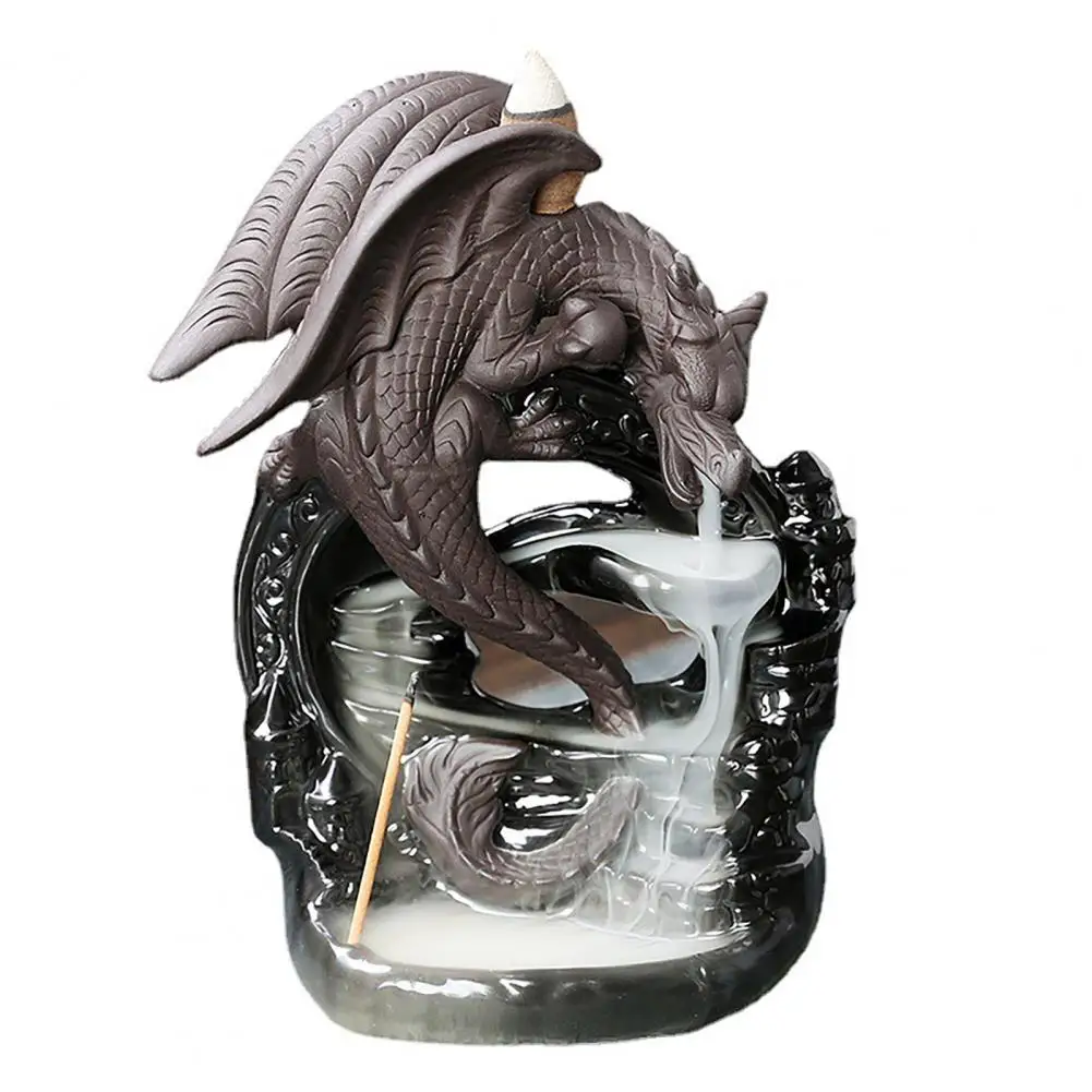 For Meditation Room Bedroom Dragon Incense Burner Ceramic Winged Dragon Backflow Incense Holder Waterfall Incense Burner