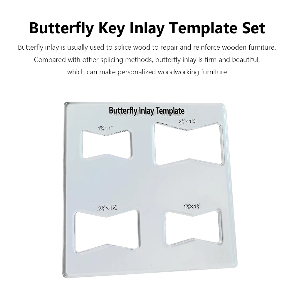 Router Slotting Auxiliary Tool Slot Cutting Wood Bow Tie Professional Butterfly Key Inlay Template Set for Woodworking Hand Tool