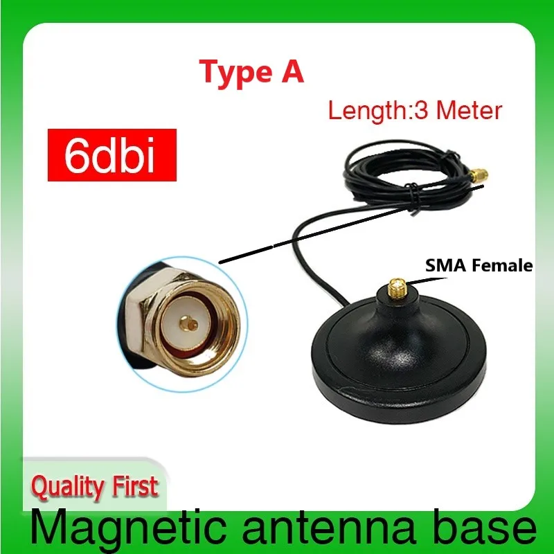 Cable de extensión de antena RG174 montaje RP-SMA macho IOT a antena hembra Cable de 3M Base magnética para enrutador tarjeta de red inalámbrica