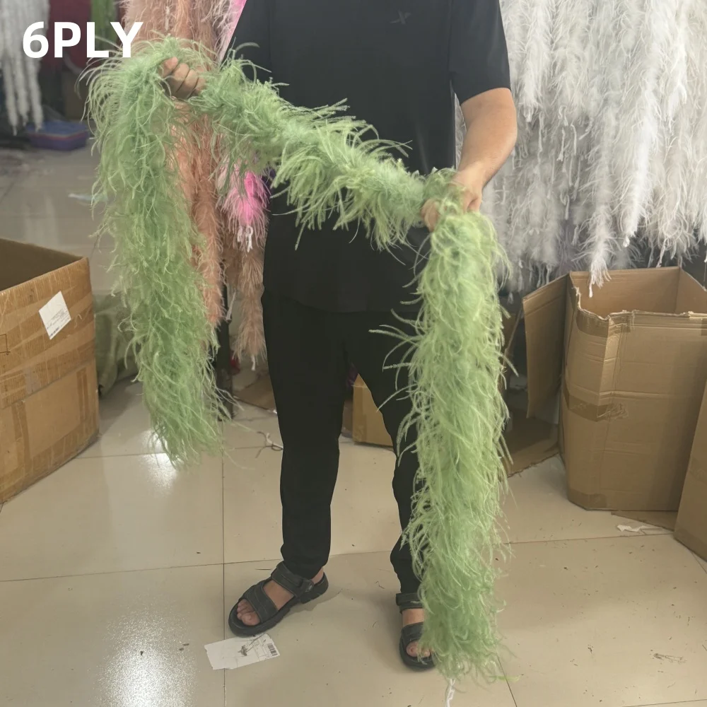 1 Meter Ostrich feather boa 2 4 6 8 10PLY Thick Fluffy Ostrich plumas Decoration Trim Costume Clothing Sewing Accessory