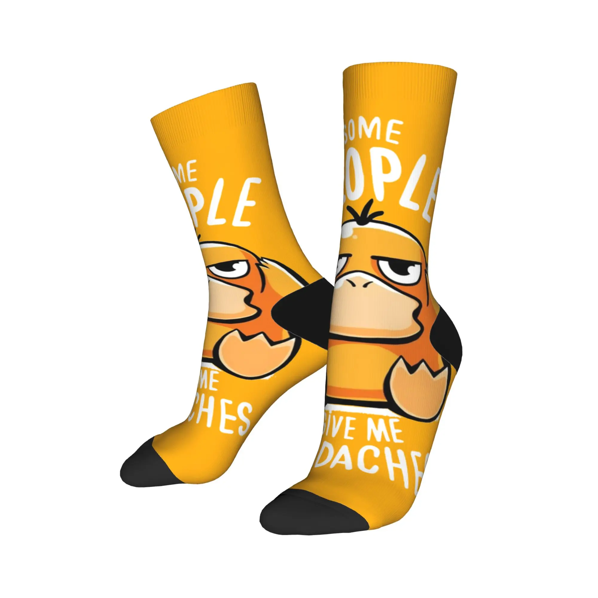 P-Pokemons Psyduck Some People Give Me Headaches Socks Men Women Socks Spring Summer Autumn Winter Middle Tube Stockings Gifts
