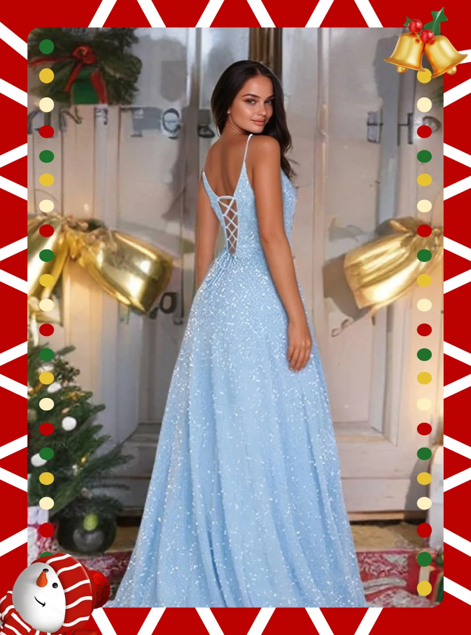 

Spaghetti Straps Sequin Prom Dresses 2026 Long Sparkly Ball Gowns A-Line Formal Party Gown with Pockets Evening Dress