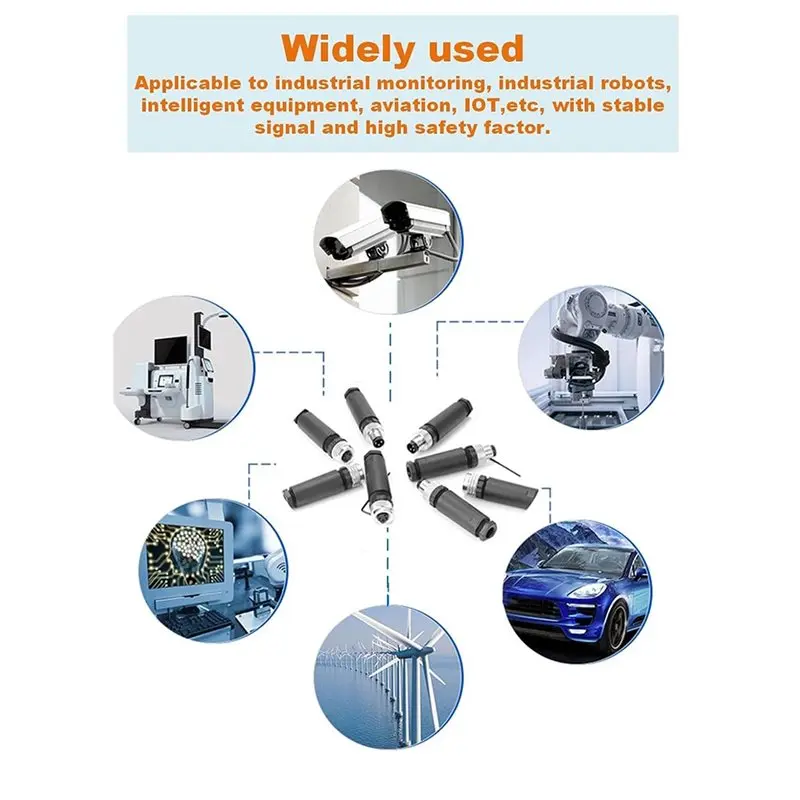 WORTHOWN-2Pack M8 Male & Female Aviation Wire Connector, Panel Mount Connector, Circular Sensor Interface