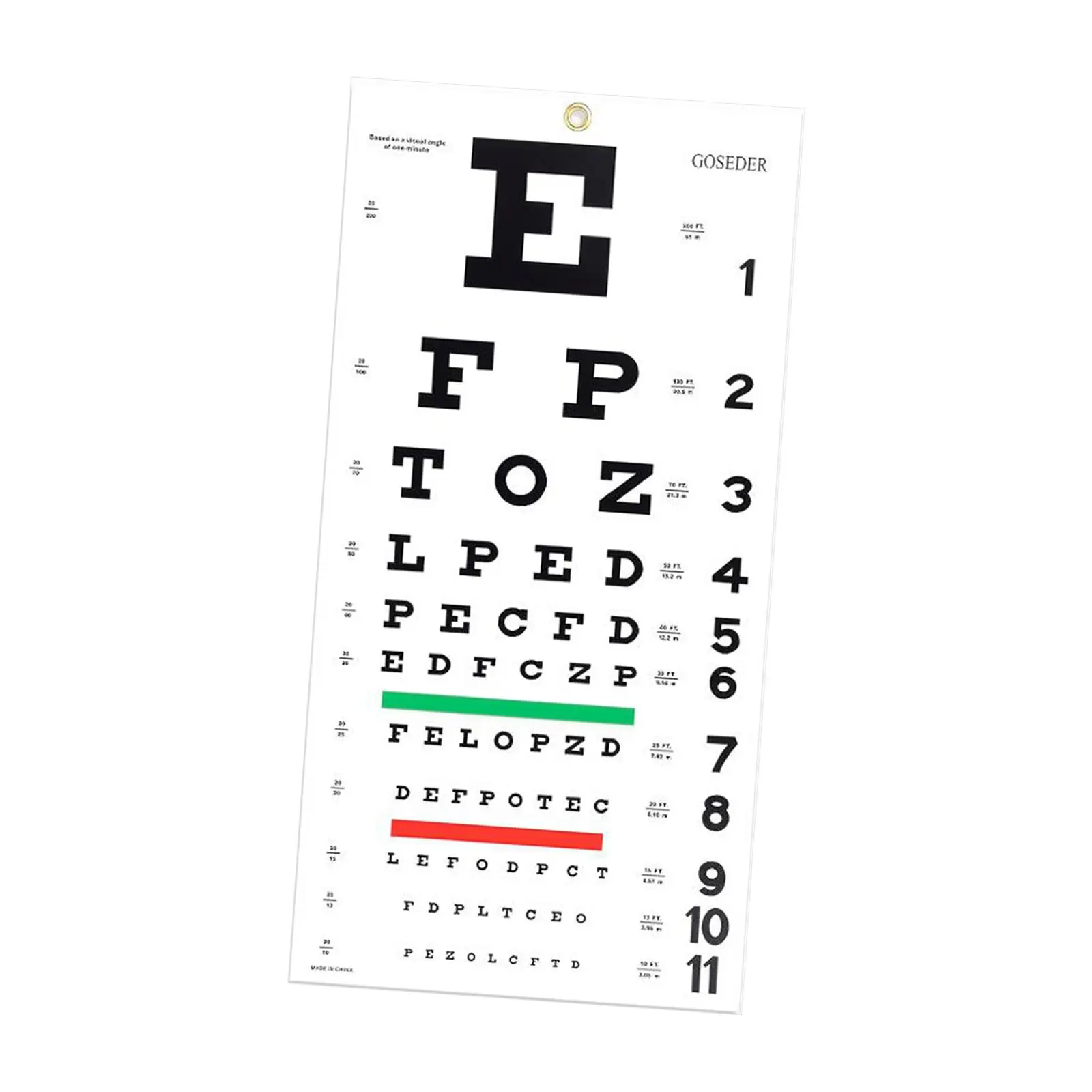 Eye Chart Wear Resistant PVC Eye Charts for Eye Exam Low Vision Eye Test Chart for Physical Examination Center Doctor's Office