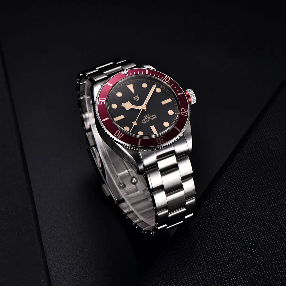 PAGANI DESIGN 2025 New BB58 Retro red Automatic Watches Men Luxury Waterproof Mechanical Wristwatch Stainless steel rivet strap image 3