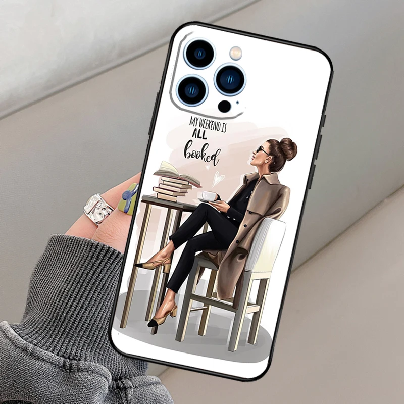 الأميرة أنثى بوس القهوة قضية الهاتف آيفون 17 16 15 14 13 11 12 برو ماكس ميني 15 16 زائد 16e 17 الهواء فوندا غطاء