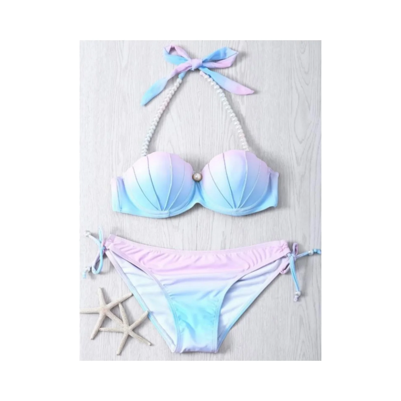 Bikini de sirena para mujer, traje de baño de poliéster con gradiente, traje de baño ajustado con espalda descubierta, traje de baño de verano de