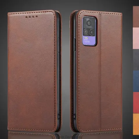 Magnetic attraction Leather Case for Vivo V21e (4G) Holster Flip Cover Case Wallet Phone Bags Capa Fundas Coque
