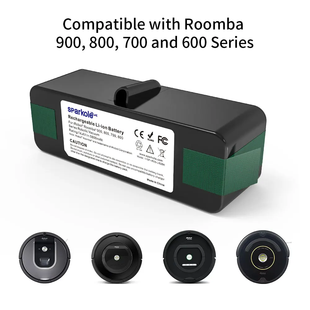 Imagem -02 - Sparkole 14.4v 5800mah Bateria de Lítio para Irobot Roomba Série 900 980 960 900 895 870 775 695 690 640 800 700 600 500 Series