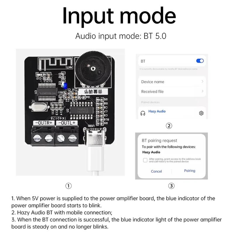 XH-A164 بلوتوث مكبر للصوت مجلس مايكرو الرقمية PAM8403 مكبر للصوت وحدة DC5V امدادات الطاقة 5 واط + 5 واط الطاقة