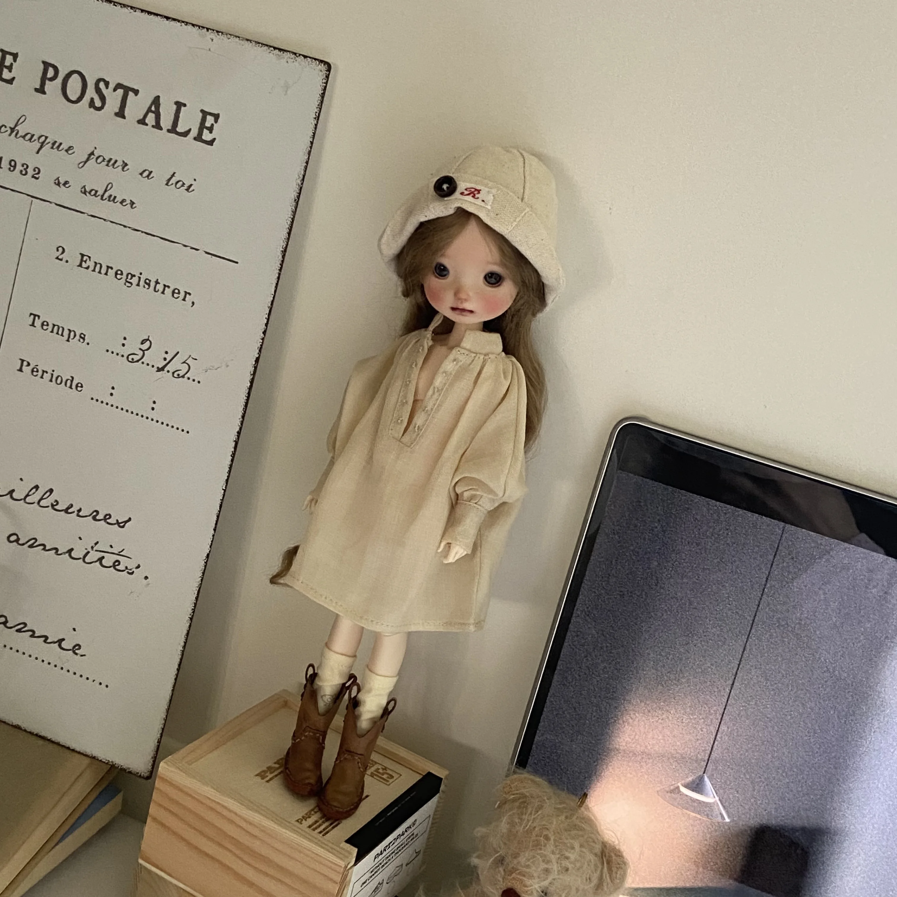 Personalizowana lniana kurtka dla lalek BJD z głębokim dekoltem w serek, luźny krój, mała kurtka dla lalek materiałowych, rozmiary 1/6 1/4 1/3 ob22ob24 W527