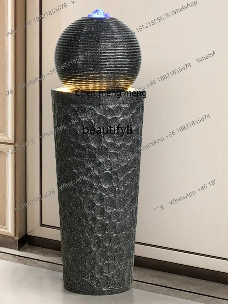 K182K182xzHJ Water Fountain Fengshui Ball Lucky Landscape Floor Ornaments Living Room Recycling Home