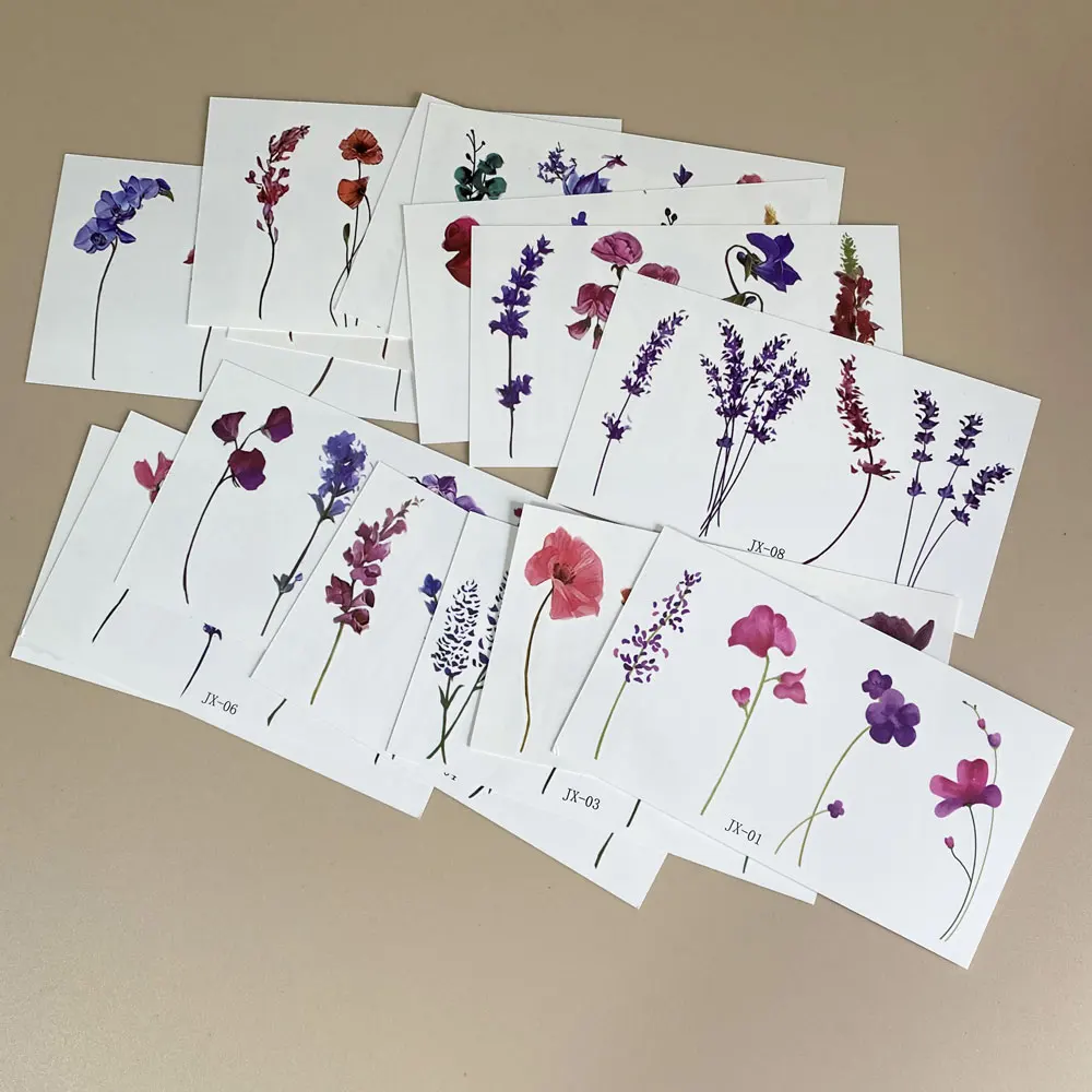 15 Sheets Flower Temporary Tattoo Stickers for Women, Waterproof Lavender Lotus Fake Tattoo for Hand Chest Body Art Holiday