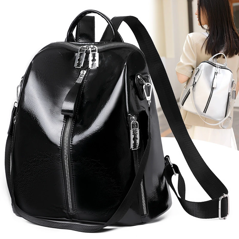 New Cowhide High Quality Travel Girls Backpack Korean Women Female Rucksack Leisure Student School Bag Soft Leather Famale Bag