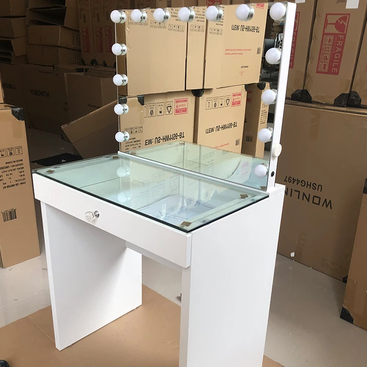 

Transparent Desktop Kids Station Vanity Mirror Set Dressing Table Nightstand Side Bedroom Table with Drawerspromote sales