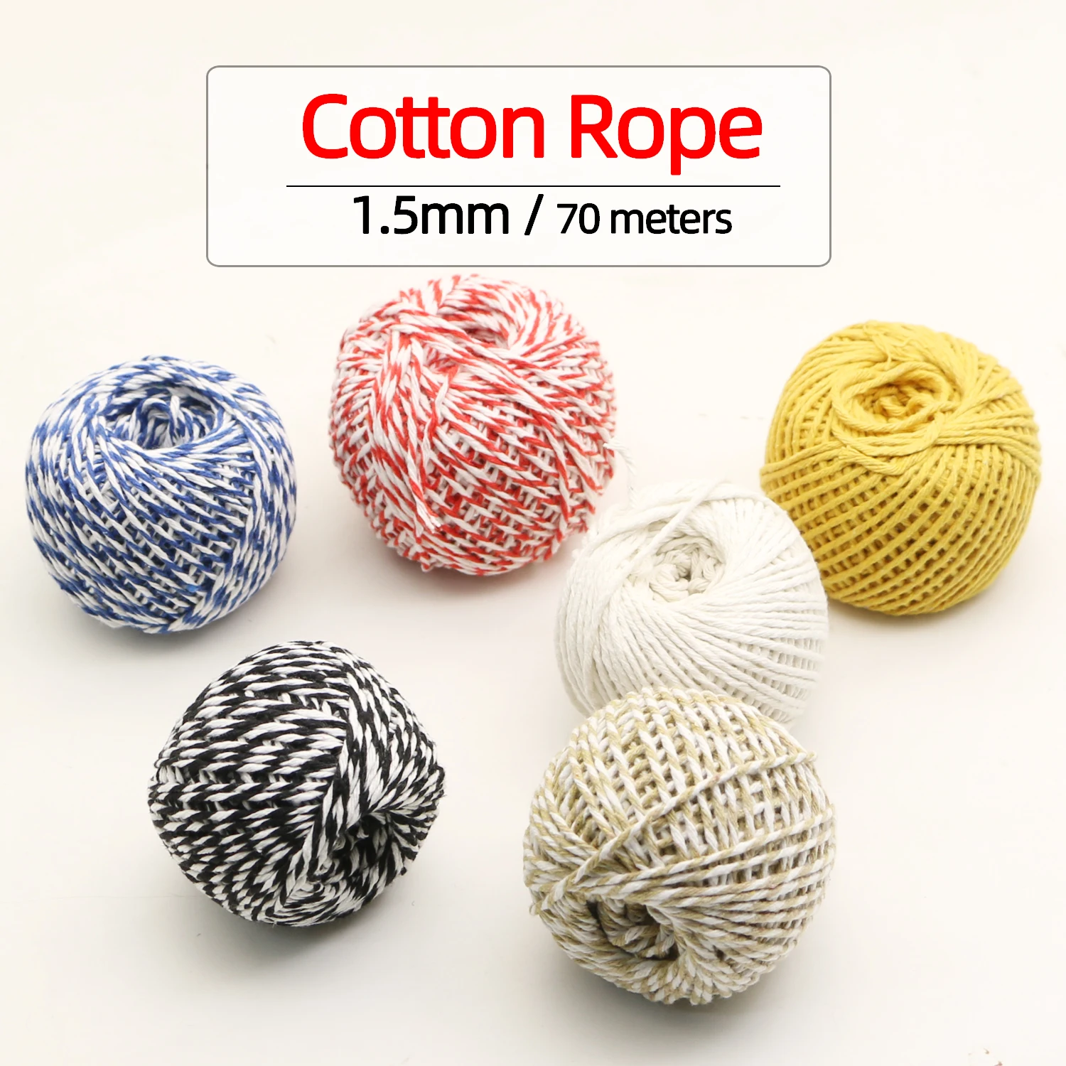 70M/Roll Cotton Bakers Twine String Cord Rope Two-color Cotton Craft Twine Home Textile Gift Packaging Christmas Wedding Decor