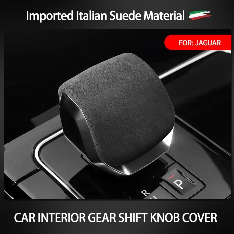 Suede Car Gear Lever Collar Shift Handle Knob Sticker Cover For Jaguar XFL F-PACE 2021-2024 Interior Styling Moulding Trim