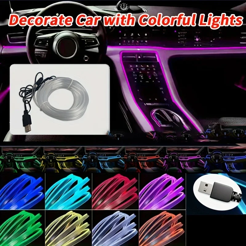 EL الضوء البارد السيارات مصباح لتهيئة الجو LED ضوء الجو الداخلي مضيئة خط الباب التماس ضوء مركز وحدة التحكم ضوء النيون #1