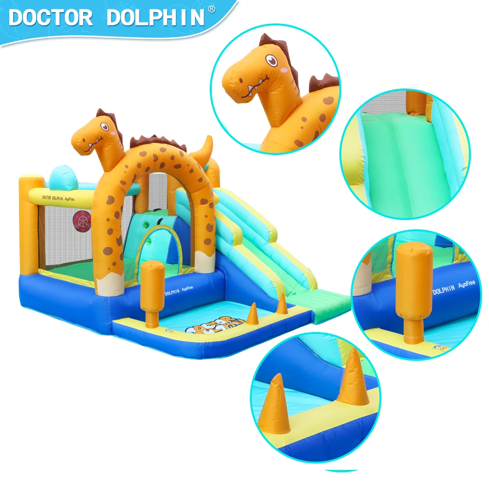 Factory Made Dinosaur Inflatable Bounce House Kids Party Slide Park Bouncer Climbing Wall Jumping House For Sale