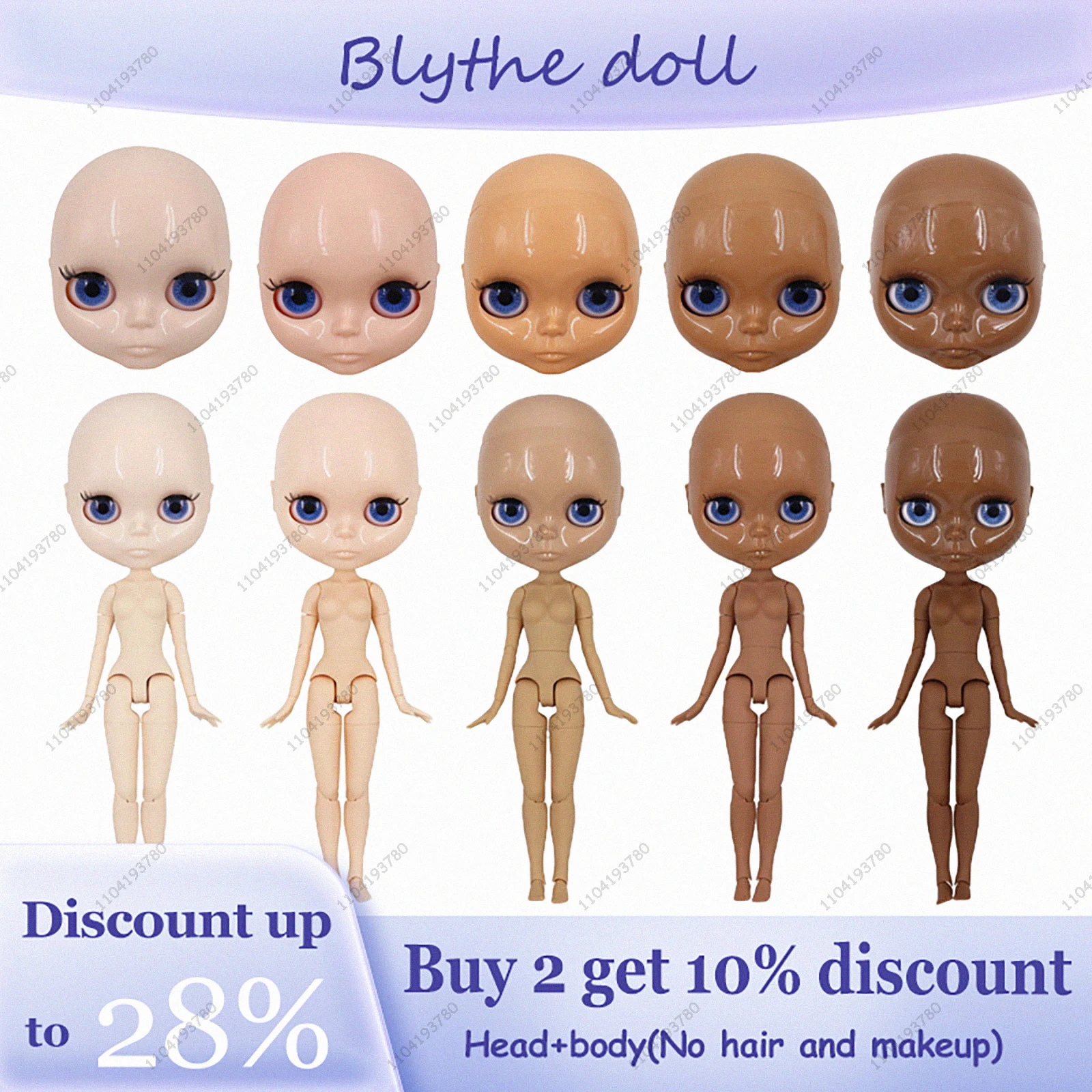 

ICY DBS Blyth Doll 19 Joints 1/6 30CM Doll Multi Skin Tone Bald Head Body Glossy Face No Wig No Makeup For Beginner Practice