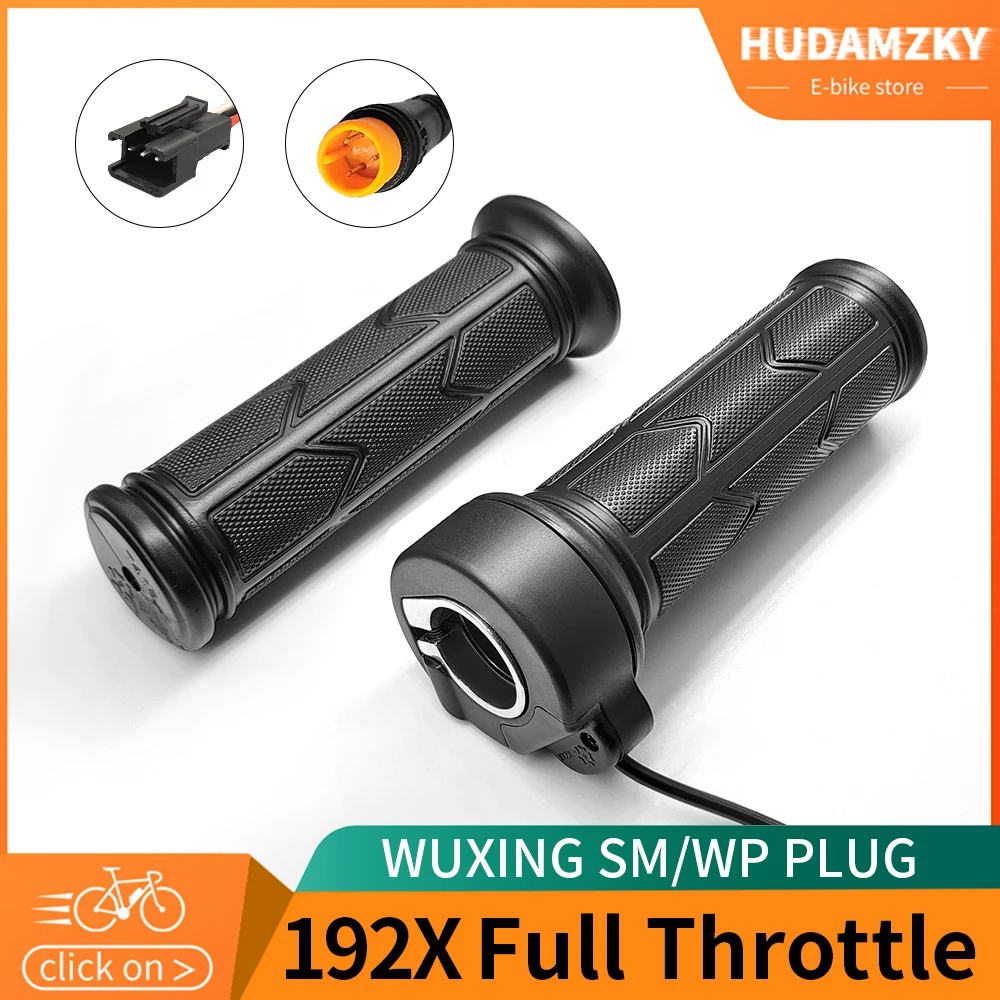 WUXING 192X  Full Twist Throttle Electric Bicycle Right Handle Throttle Waterproof/SM Connector for E Bikes or Electric Scooter