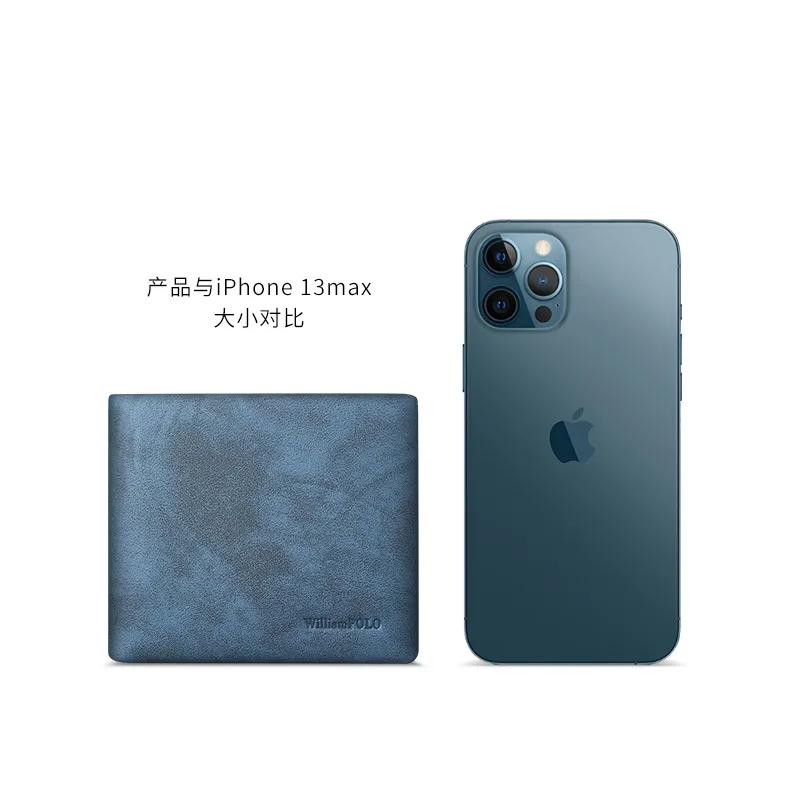 WILLIAMPOLO Genuine Leather Men's Wallet RFID Blocking Card Holder Organizer Wallet Men Business Vintage Zipper Male Purse