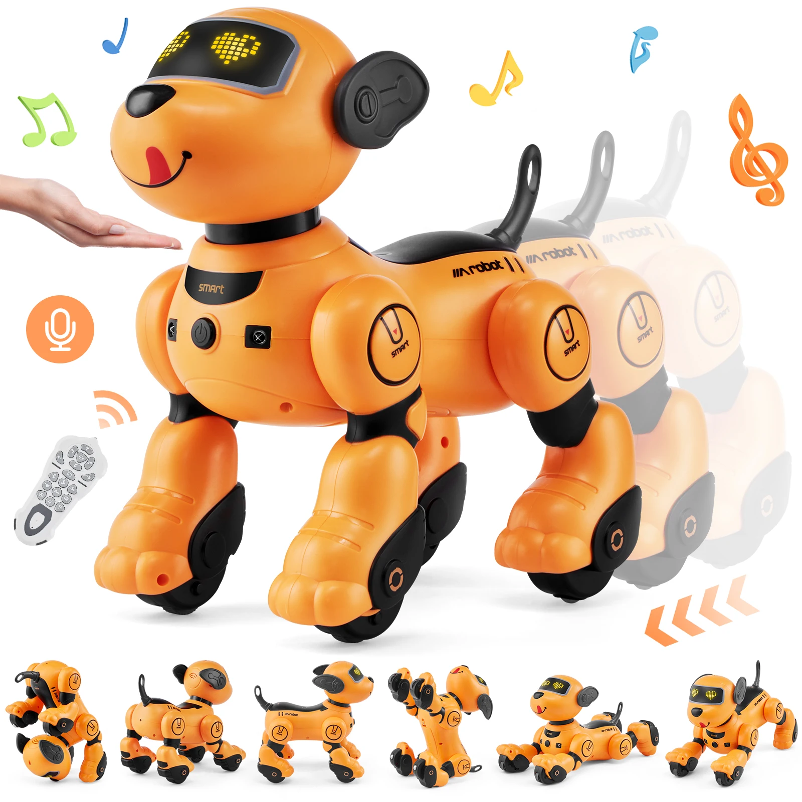 

SucceBuy Remote Control Robot Dog Toy Dog Programmable Smart Interactive Robotic Pet for Kids Singing Dancing RC Stunt Toy