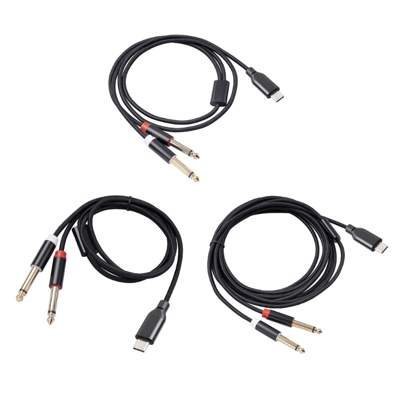 Type C to 6.35mm Cable Durability Build and AntiOxidation USB C to 6.35mm 1/4inch TRS Cable for Speaker Amplifiers F19E