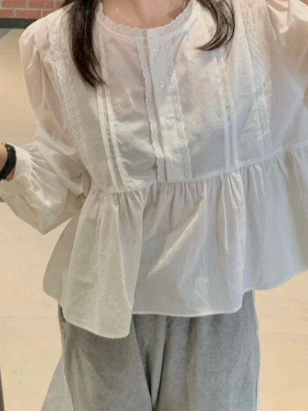 Ele encaje empalme largo Sve Fre blanco irt mujer encaje lateral ribete terciopelo Thiened pantalones largos conjunto elegante traje de invierno