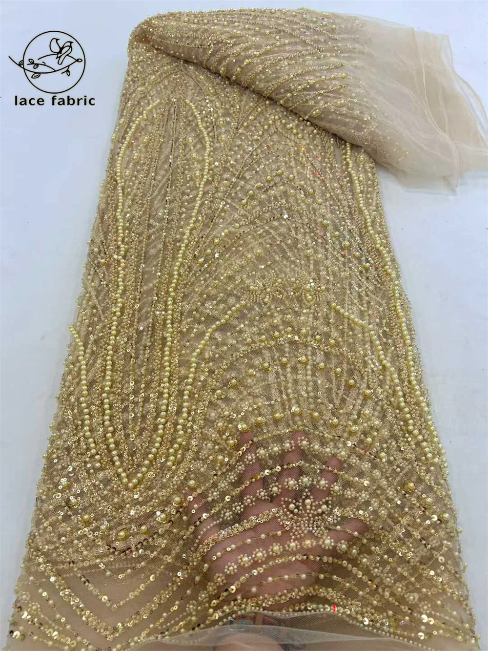 

Золотая африканская кружевная ткань с пайетками и вышивкой, высококачественный французский тюль для свадебных платьев, коллекция 2026 года, для жениха и невесты в нигерийском стиле