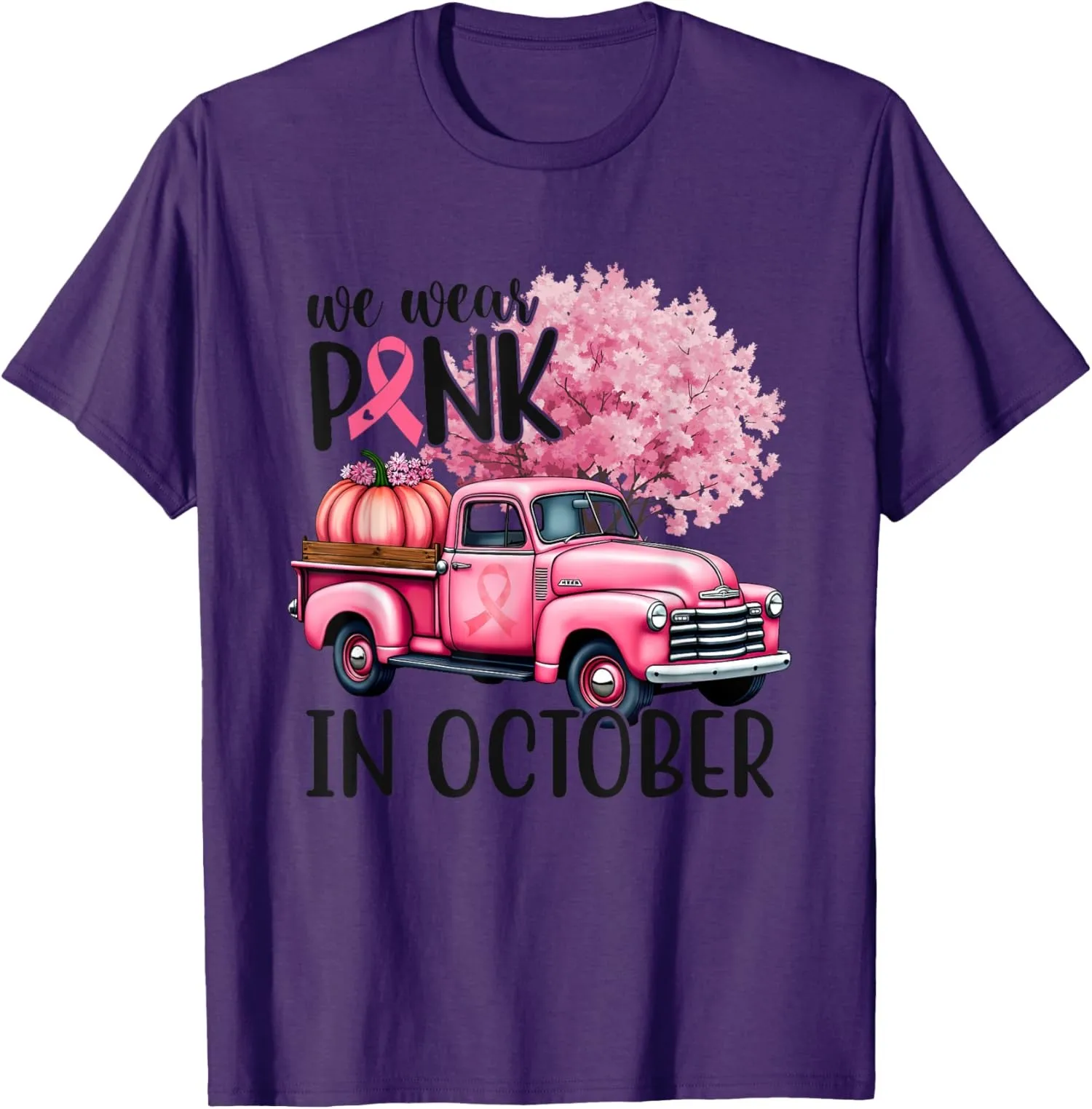 Truck Design In October Awareness Cancer Design Unisex T-Shirt