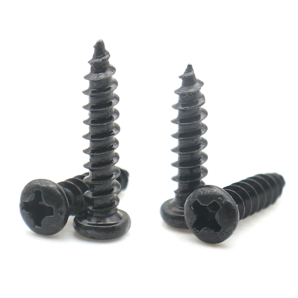 

10-50PCS Black Zinc-Plated 304 Stainless Steel Phillips Pan Head Self-Tapping Screws M1.7-M6