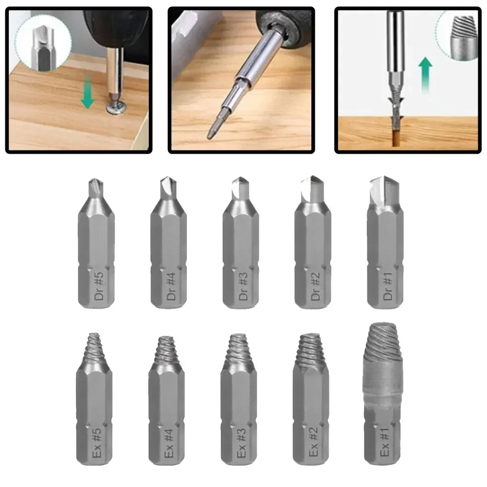 10pcs Damaged Screw Extractor Drill Bit Set Stripped Screw Extractor Kit For Broken Bolt Extractor Remover Hand Tool ﻿