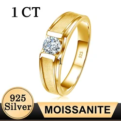 Moissanite Ring 18k Gold 925 Silver for Men Women 1ct Frosted Textured Luxury with Certificate Engagement Wedding Diamond Rings