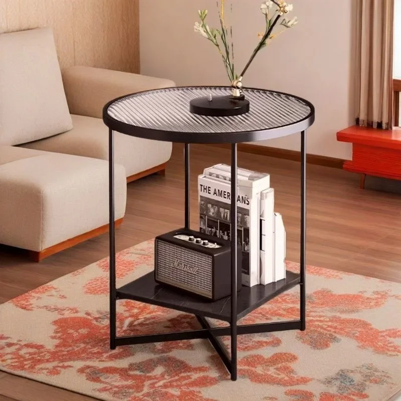 Simple modern light luxury round table small apartment coffee table living room home countertop wrought iron table