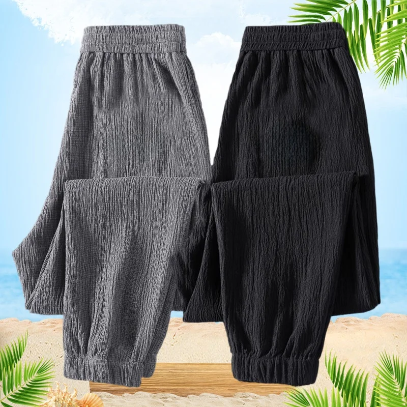 

Men's Summer Loose Casual Pants Ice Silk Trousers for Work Wide Leg Cargo Pants Polyester Fiber Quick Dry Sporty Style