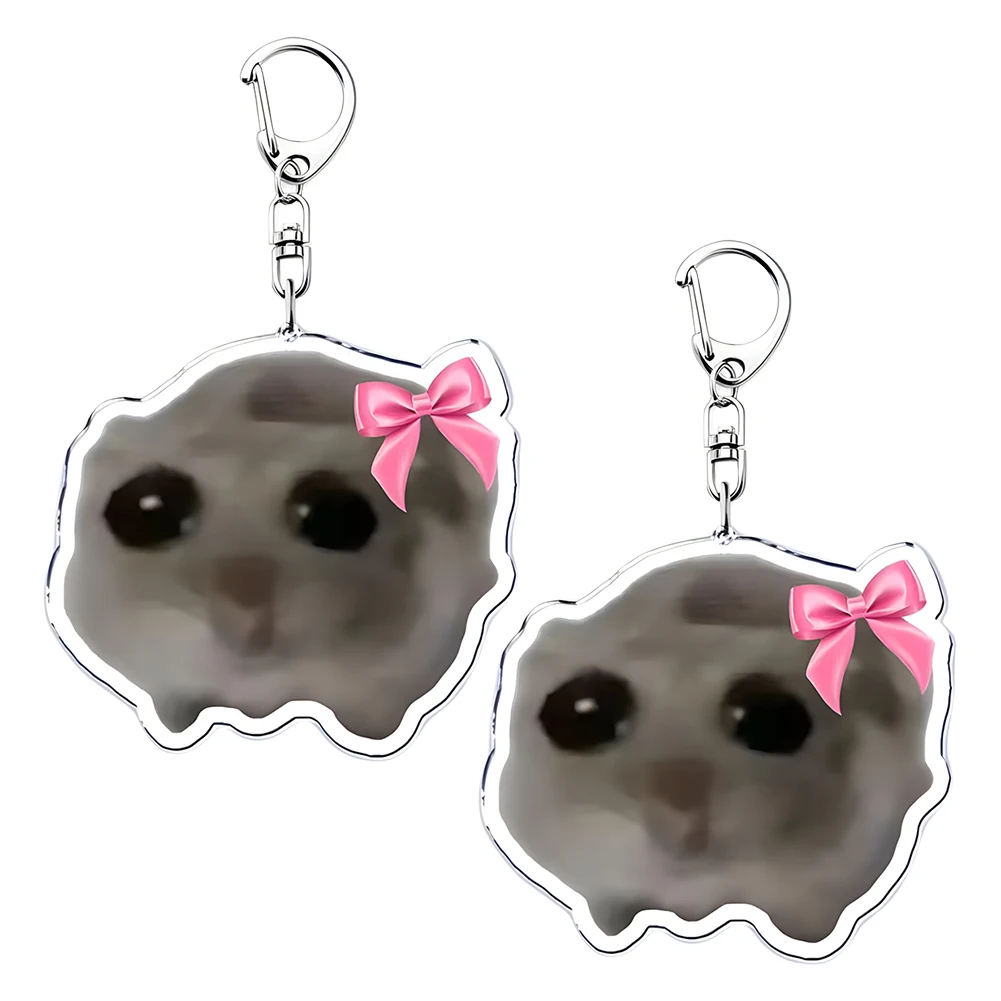 Sad Hamster Key Chain I Am Just A Girl Funny Pendant Keyring Cute Meme Crying Hamster Car Interior Decoration