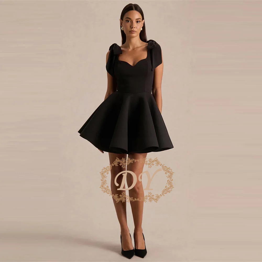 

Свадебное платье DY с индивидуальным дизайном, атласным корсетом, бантом и тонкими бретелями, элегантное, А-силуэт, короткое, формальное, Abito da sposa